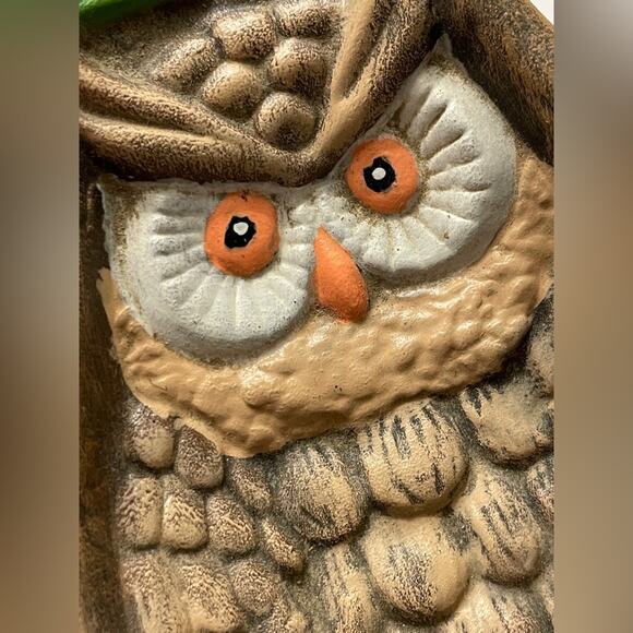 Retro Ceramic Owl Spoon Rest Holder with Wall Hanger Hand Painted Vintage - Picture 4 of 4